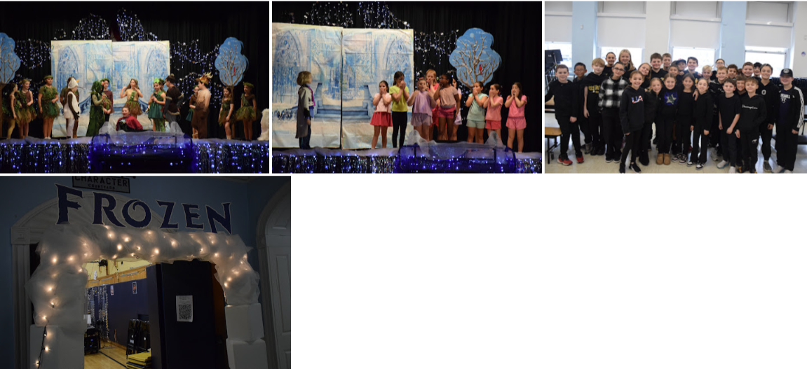 photo collage of students on stage performing